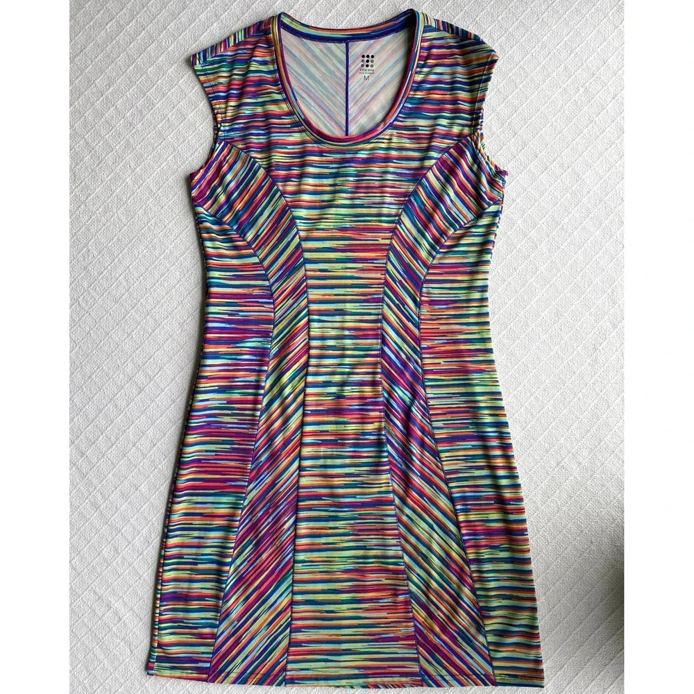 Title Nine Espionage Rainbow Athletic Dress‎ Stretch Stripe Size Medium